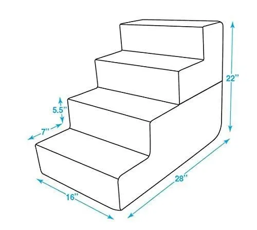 Best Pet Supplies Foldable CertiPUR-US Certified Foam Pet Stairs/Steps - Brown Linen, 4-Step (H: 22")