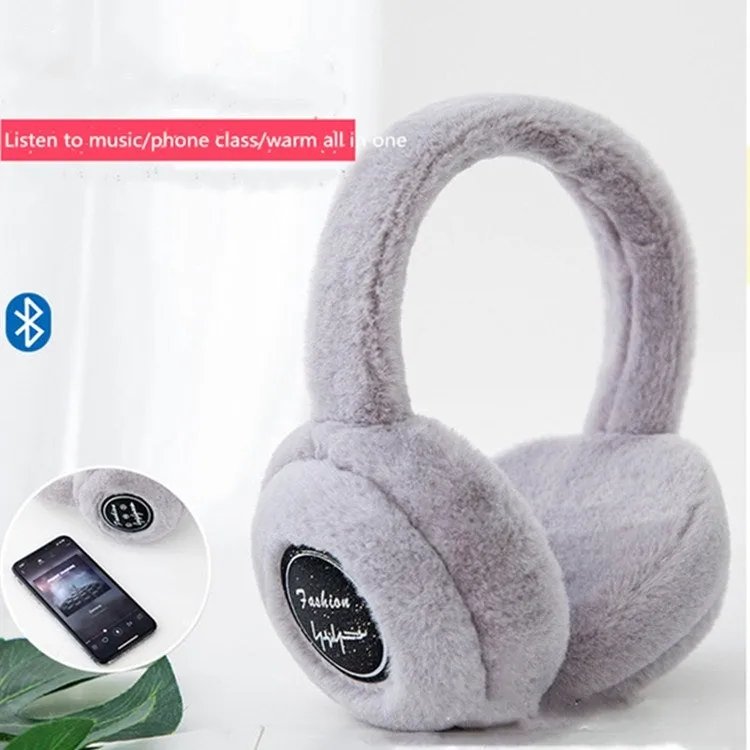 Bluetooth Earmuffs Winter Plush Windproof Men And Women Ear Cover(White)