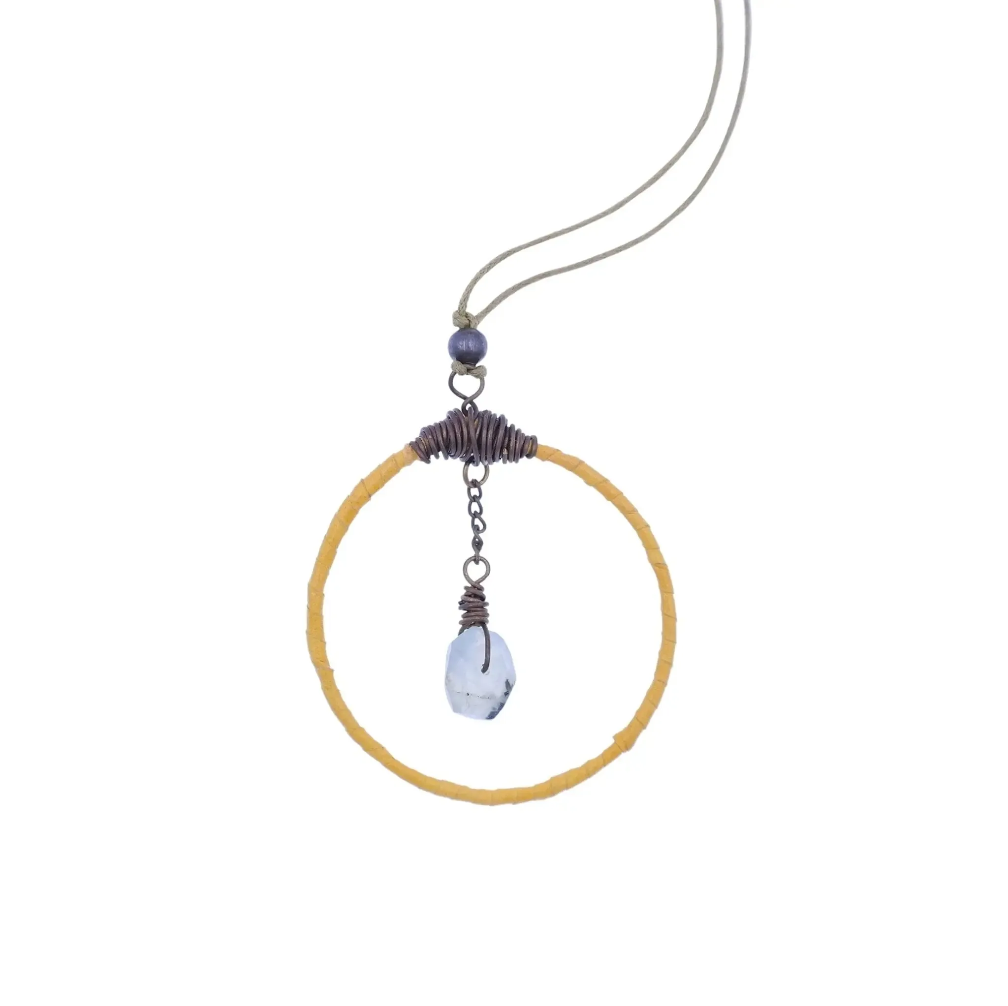 Boho Leather Necklace with Crystal