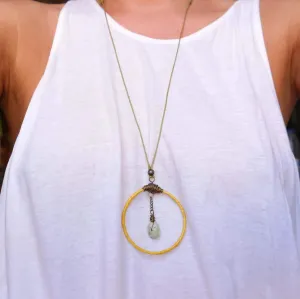 Boho Leather Necklace with Crystal