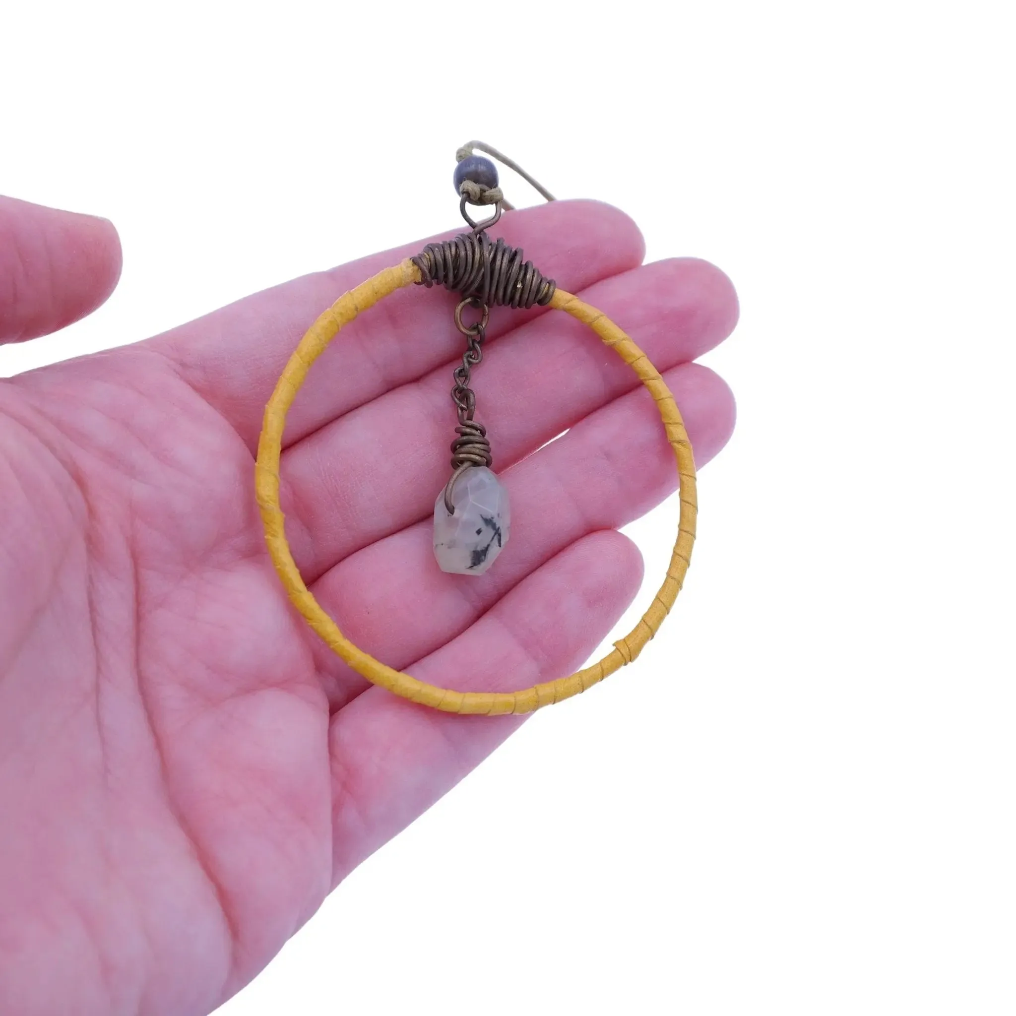 Boho Leather Necklace with Crystal