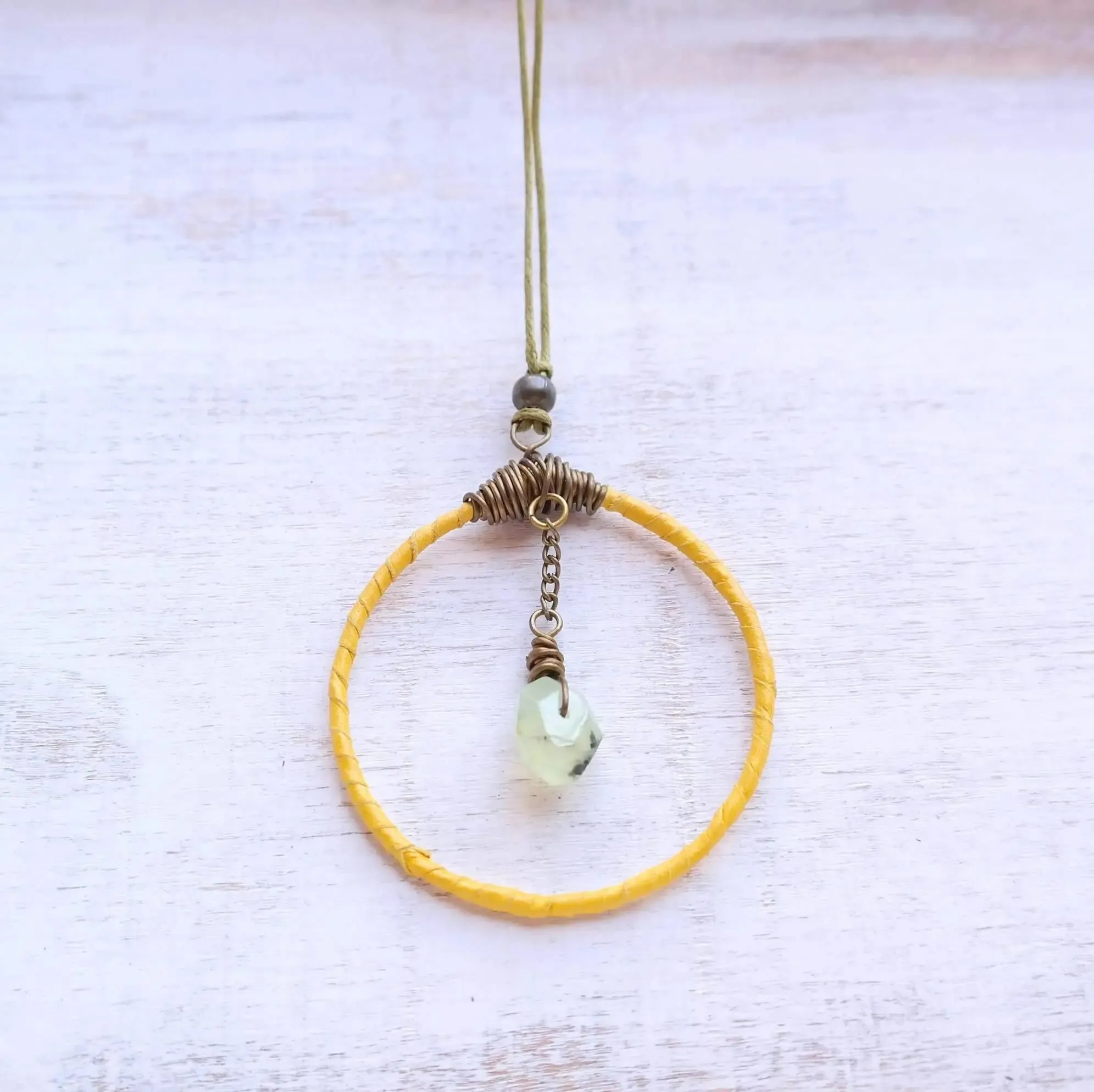 Boho Leather Necklace with Crystal