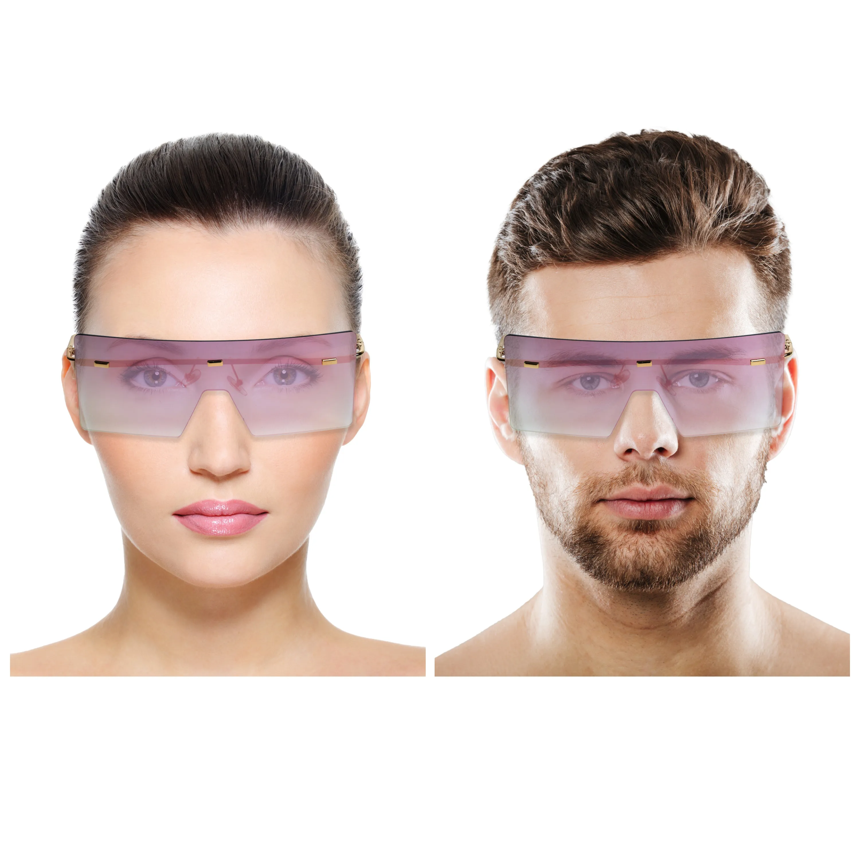 Chokore Rimless Oversized Sunglasses with UV 400 Protection (Pink)