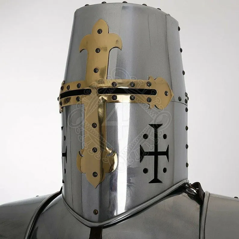 Crusader Armor, Steel Medieval Knight Templar Full Suit Of Armor