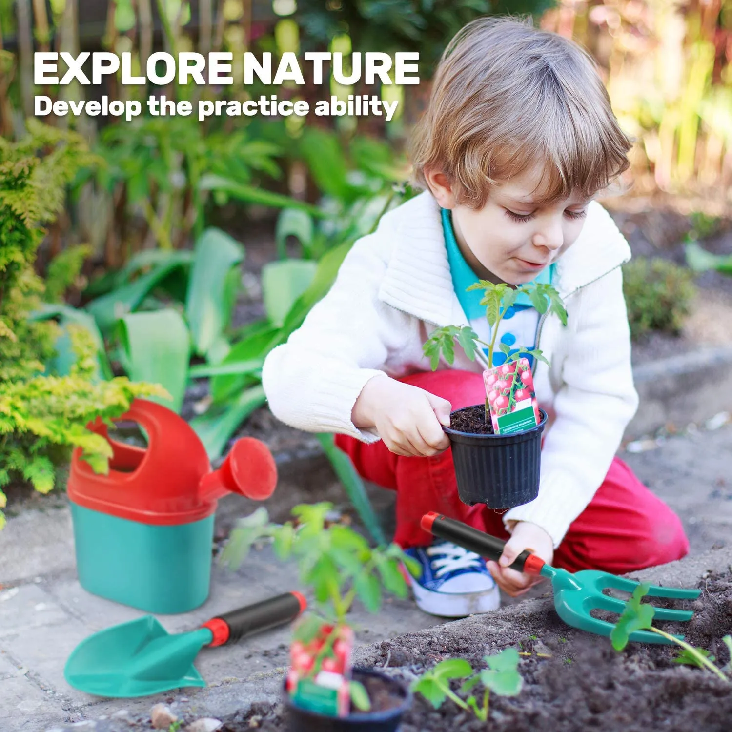 CUTE STONE Kids Gardening Tool Set Garden Toys Outdoor Indoor Toy Gift