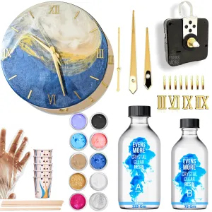 EVENS MORE Diy Resin Art Clock Making Kit - Resin, 12" Round Mdf Sheet, Pigments, Clock Machine, And More, Multicolor