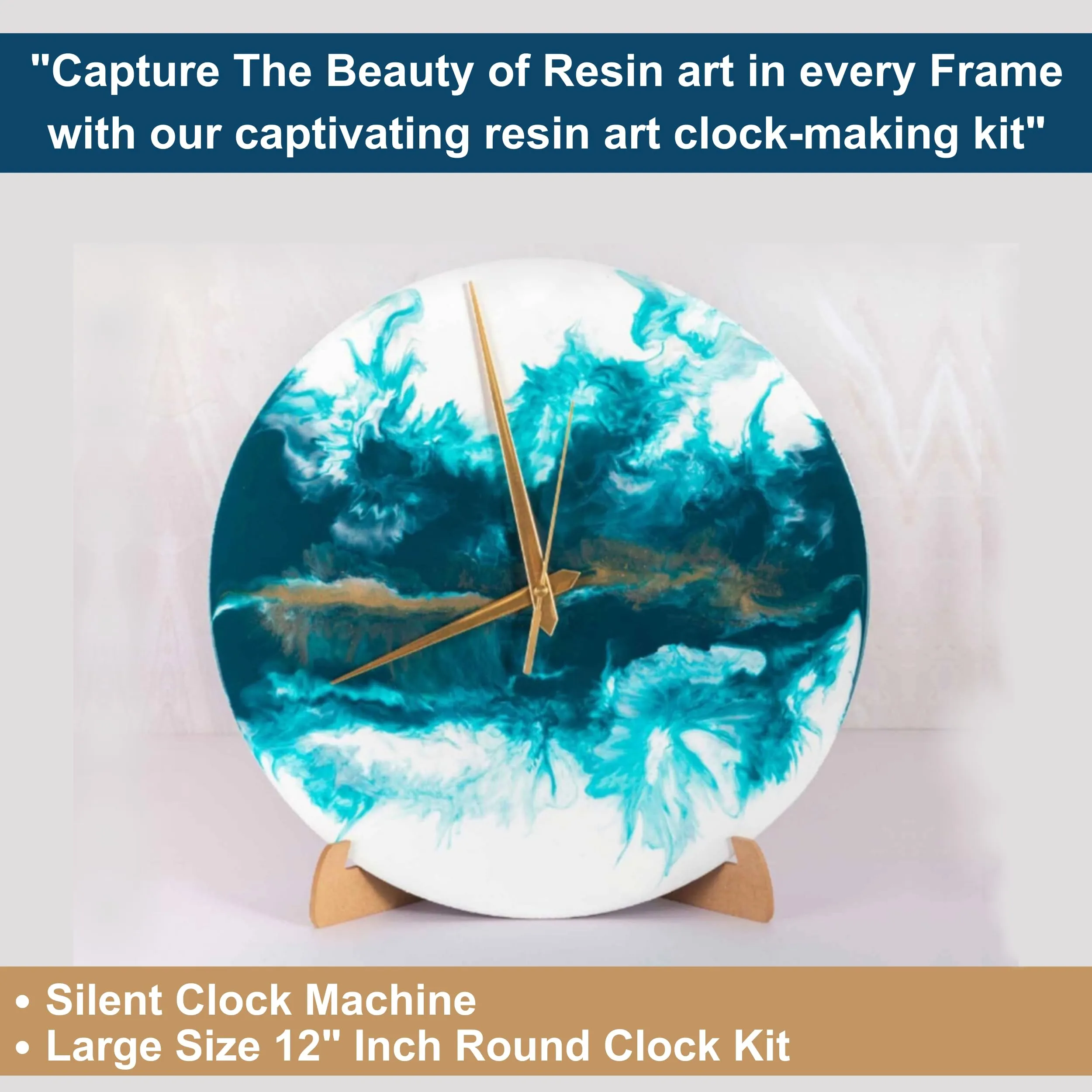 EVENS MORE Diy Resin Art Clock Making Kit - Resin, 12" Round Mdf Sheet, Pigments, Clock Machine, And More, Multicolor