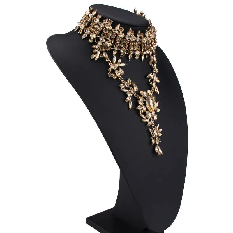 Golden Brambles Crystal Collar Choker Necklace