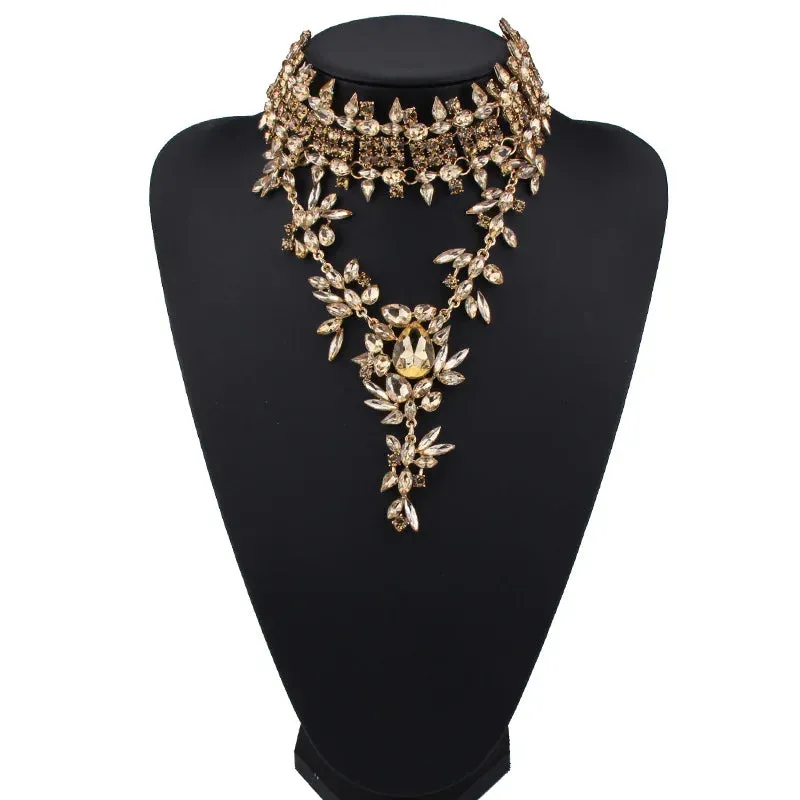 Golden Brambles Crystal Collar Choker Necklace