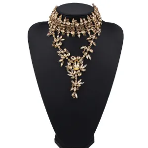 Golden Brambles Crystal Collar Choker Necklace