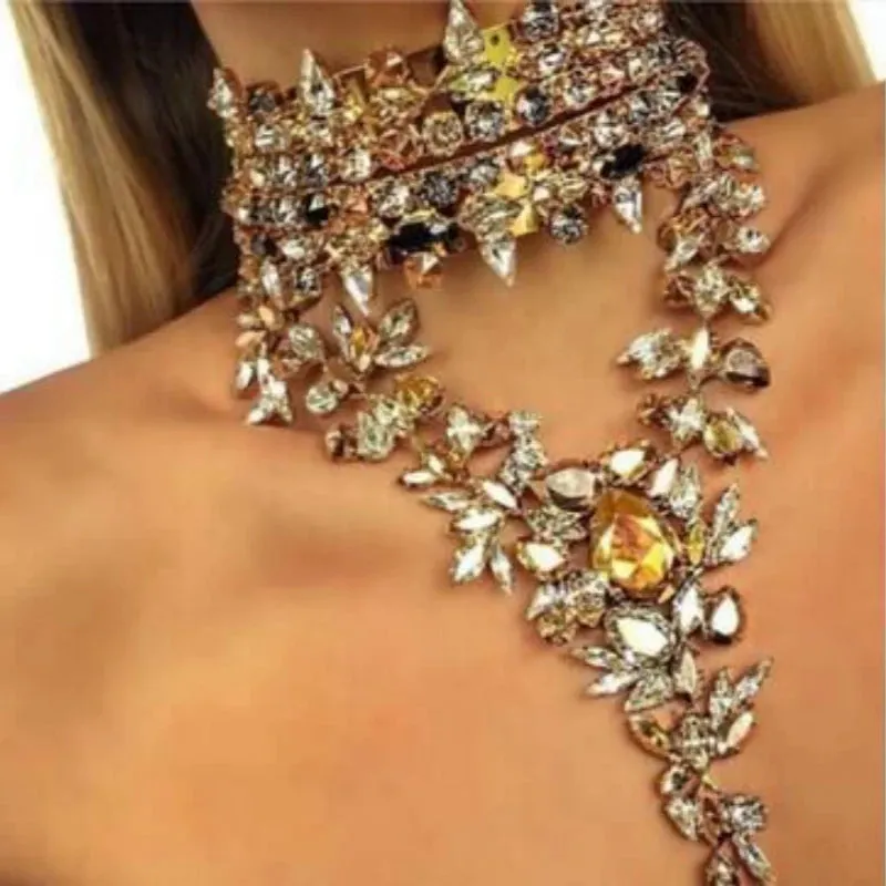Golden Brambles Crystal Collar Choker Necklace