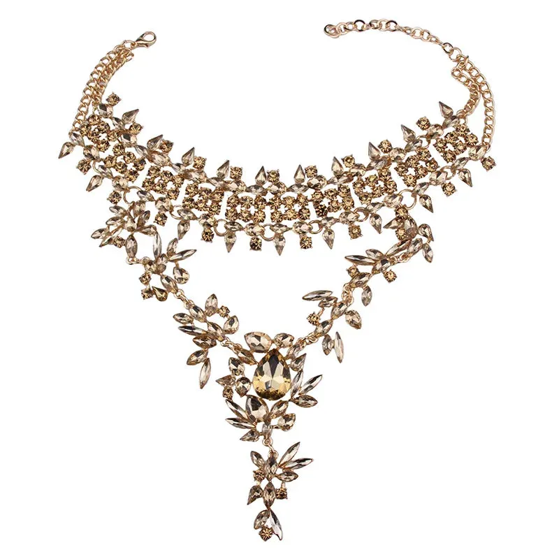 Golden Brambles Crystal Collar Choker Necklace