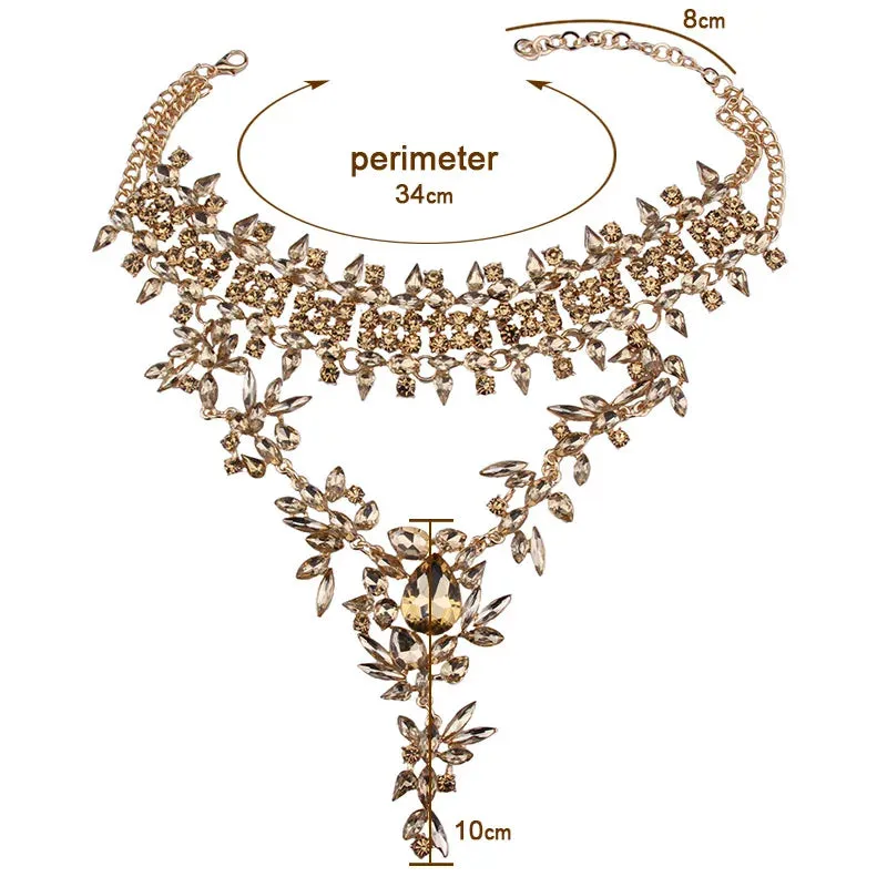 Golden Brambles Crystal Collar Choker Necklace