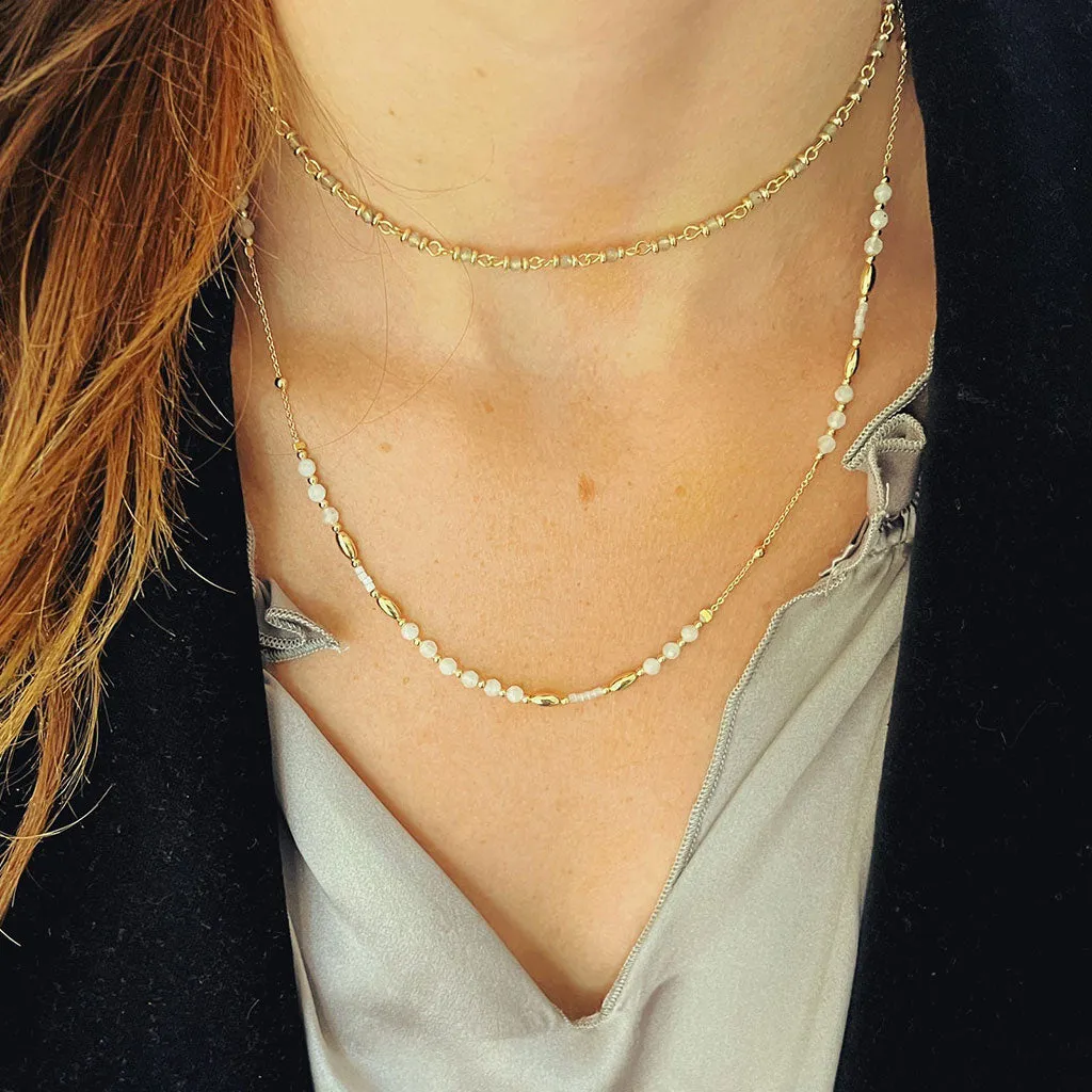Horus Rainbow Moonstone Gemstone Gold Necklace