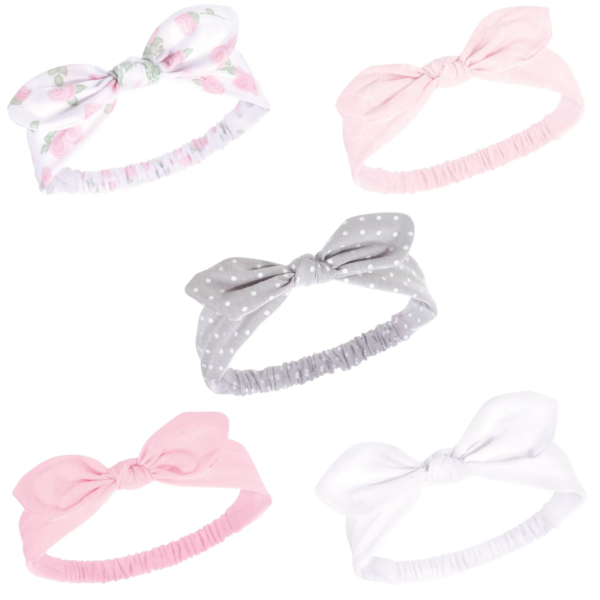 Hudson Baby Cotton and Synthetic Headbands, Pink Rose