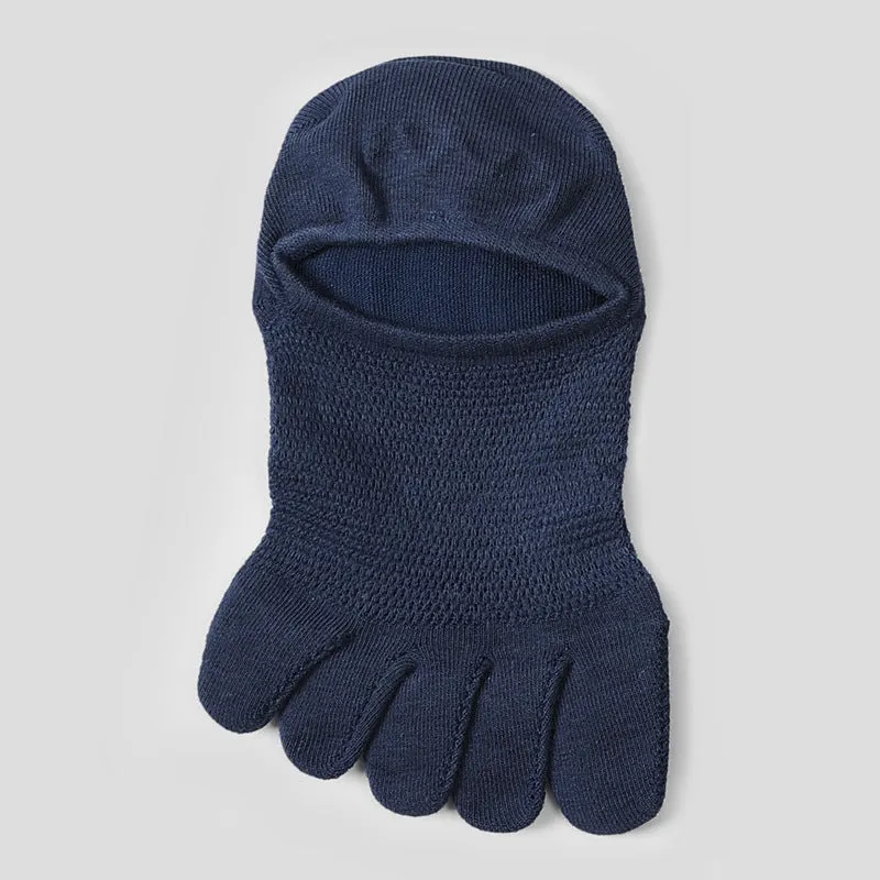 Invisible Five Toe Socks Summer Thin Low Cut Short Cotton Mesh Breathable Sweat Absorbing
