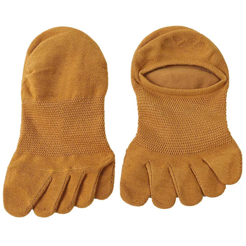 Invisible Five Toe Socks Summer Thin Low Cut Short Cotton Mesh Breathable Sweat Absorbing