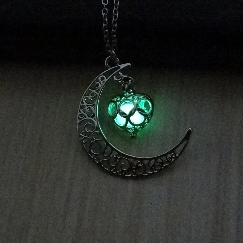Luminous Necklace, Crystal Moon, Owl or Hourglass