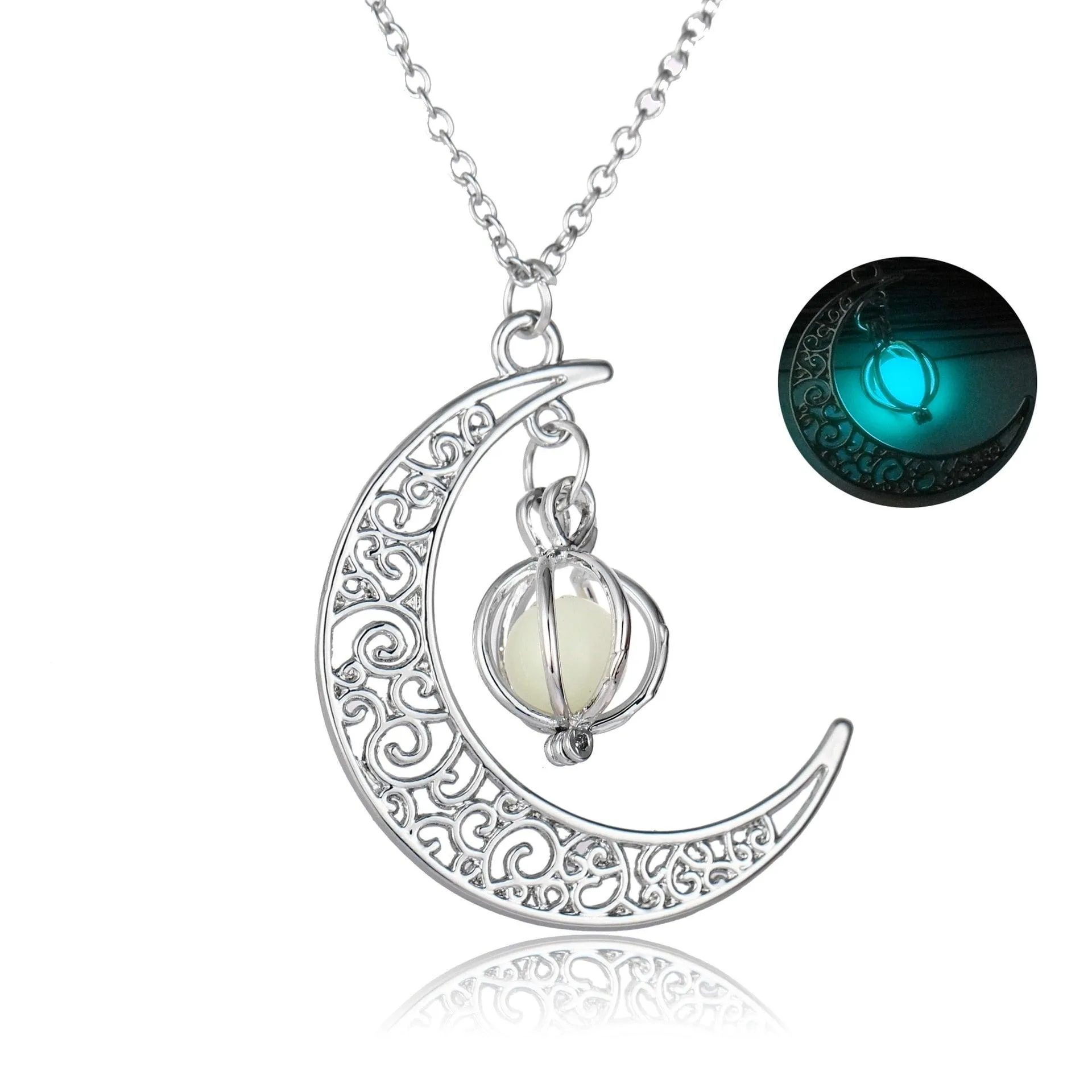 Luminous Necklace, Crystal Moon, Owl or Hourglass