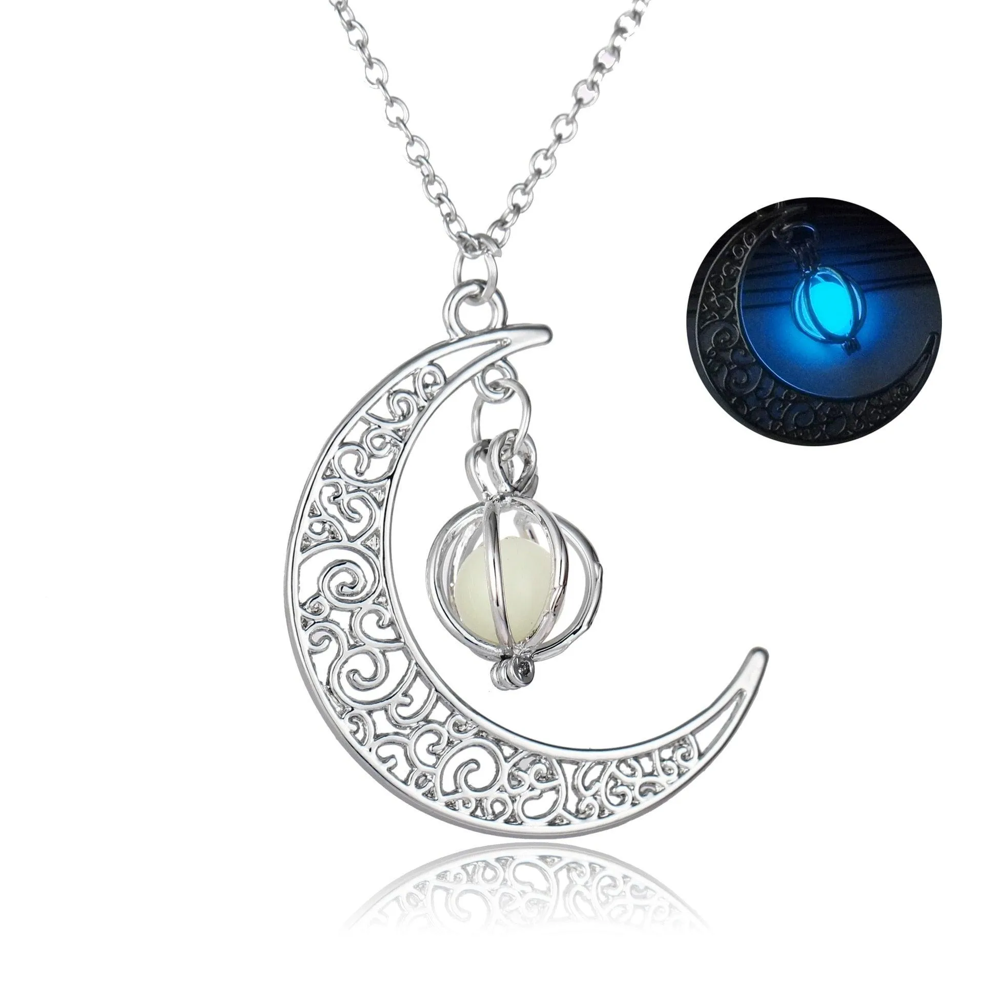 Luminous Necklace, Crystal Moon, Owl or Hourglass