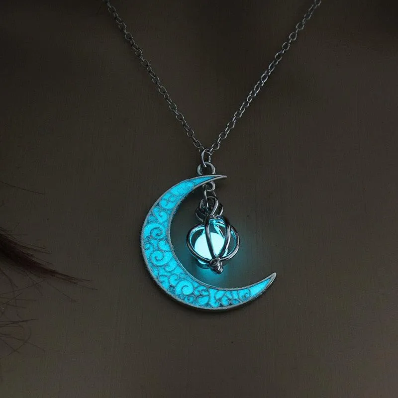 Luminous Necklace, Crystal Moon, Owl or Hourglass