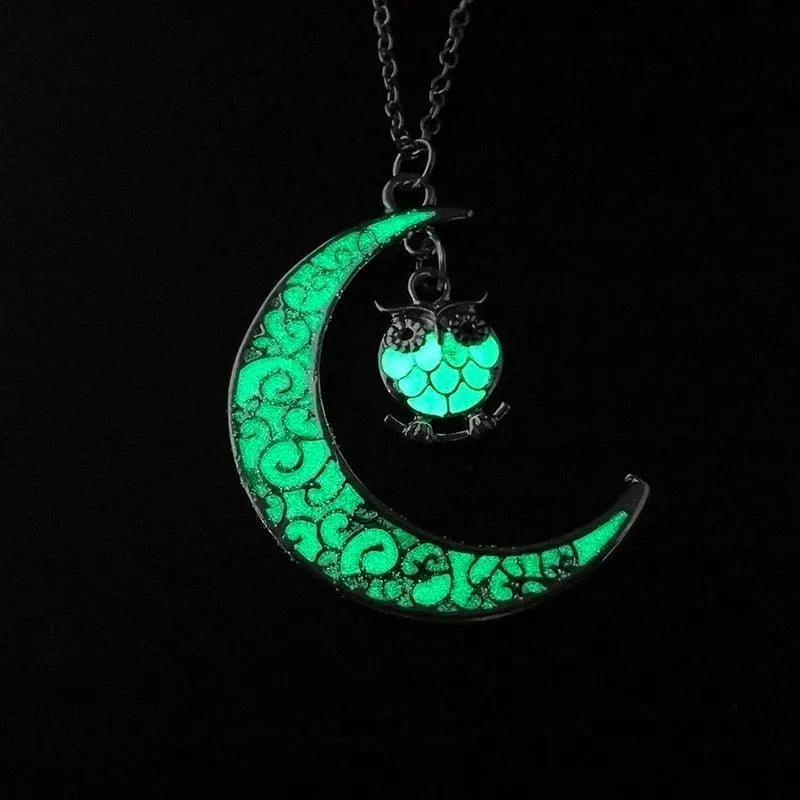 Luminous Necklace, Crystal Moon, Owl or Hourglass
