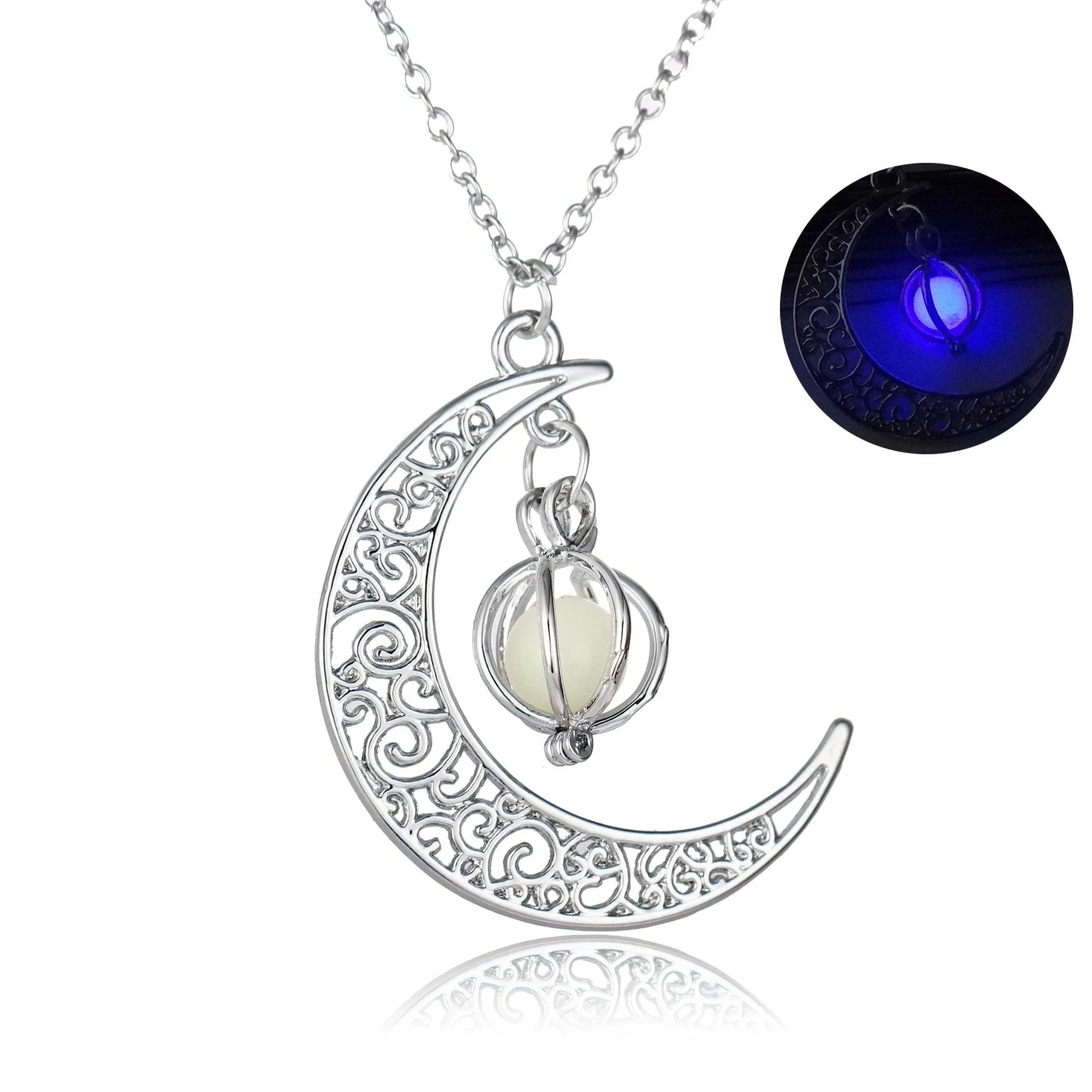 Luminous Necklace, Crystal Moon, Owl or Hourglass
