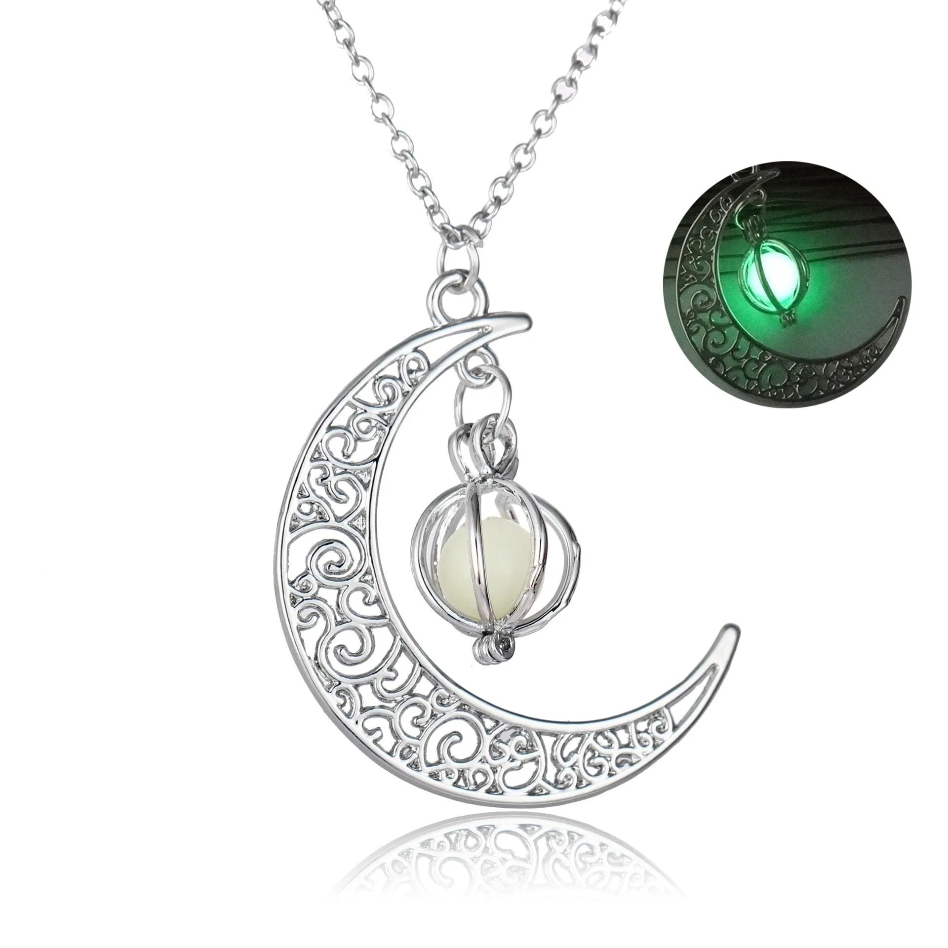 Luminous Necklace, Crystal Moon, Owl or Hourglass