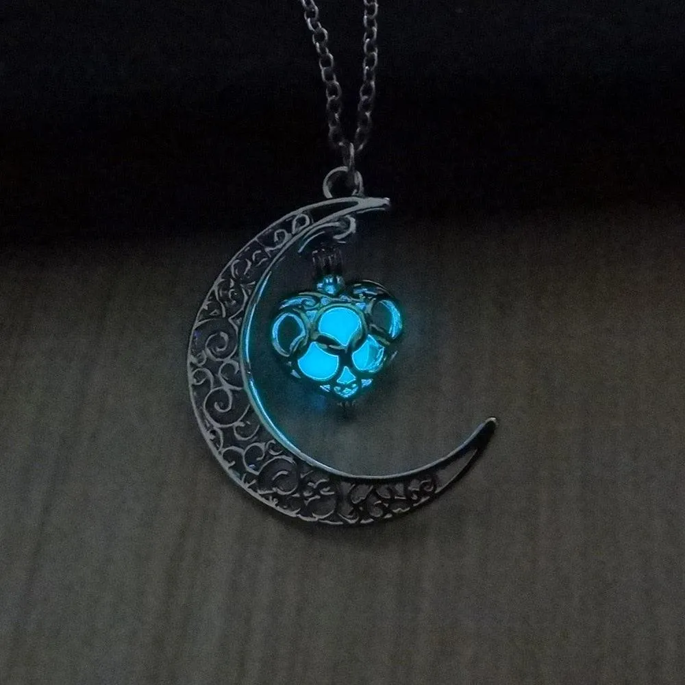 Luminous Necklace, Crystal Moon, Owl or Hourglass
