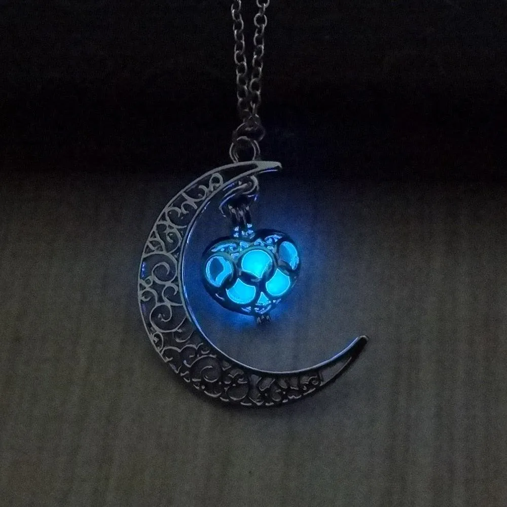 Luminous Necklace, Crystal Moon, Owl or Hourglass