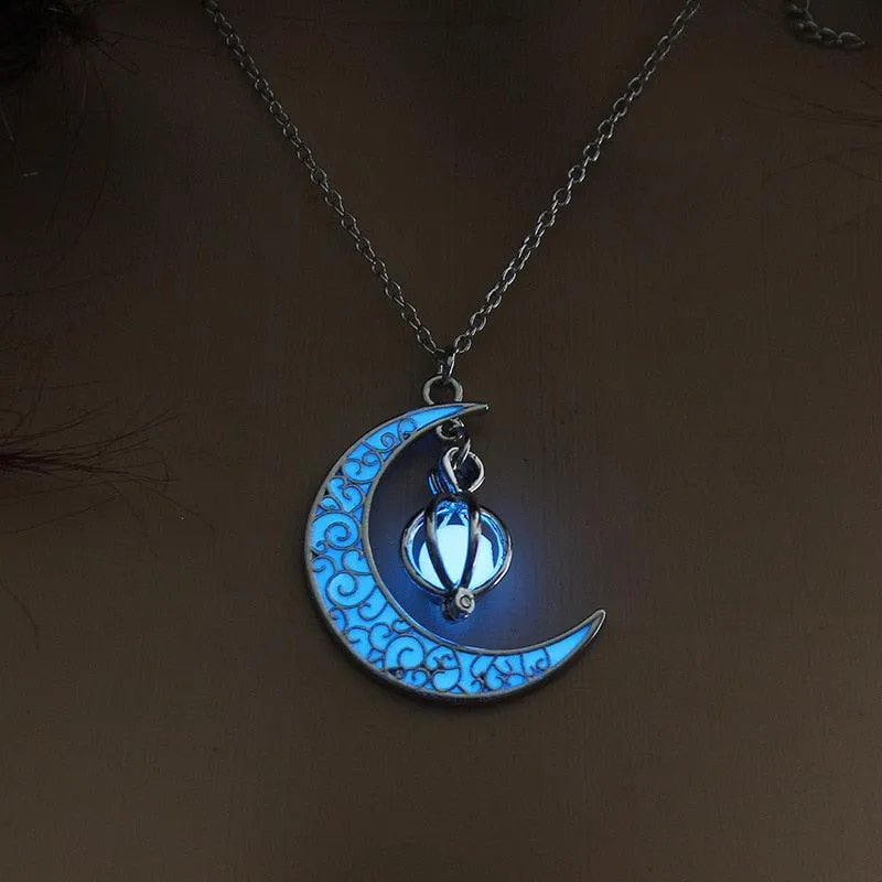 Luminous Necklace, Crystal Moon, Owl or Hourglass