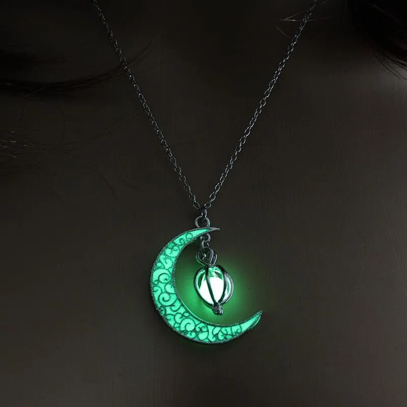 Luminous Necklace, Crystal Moon, Owl or Hourglass