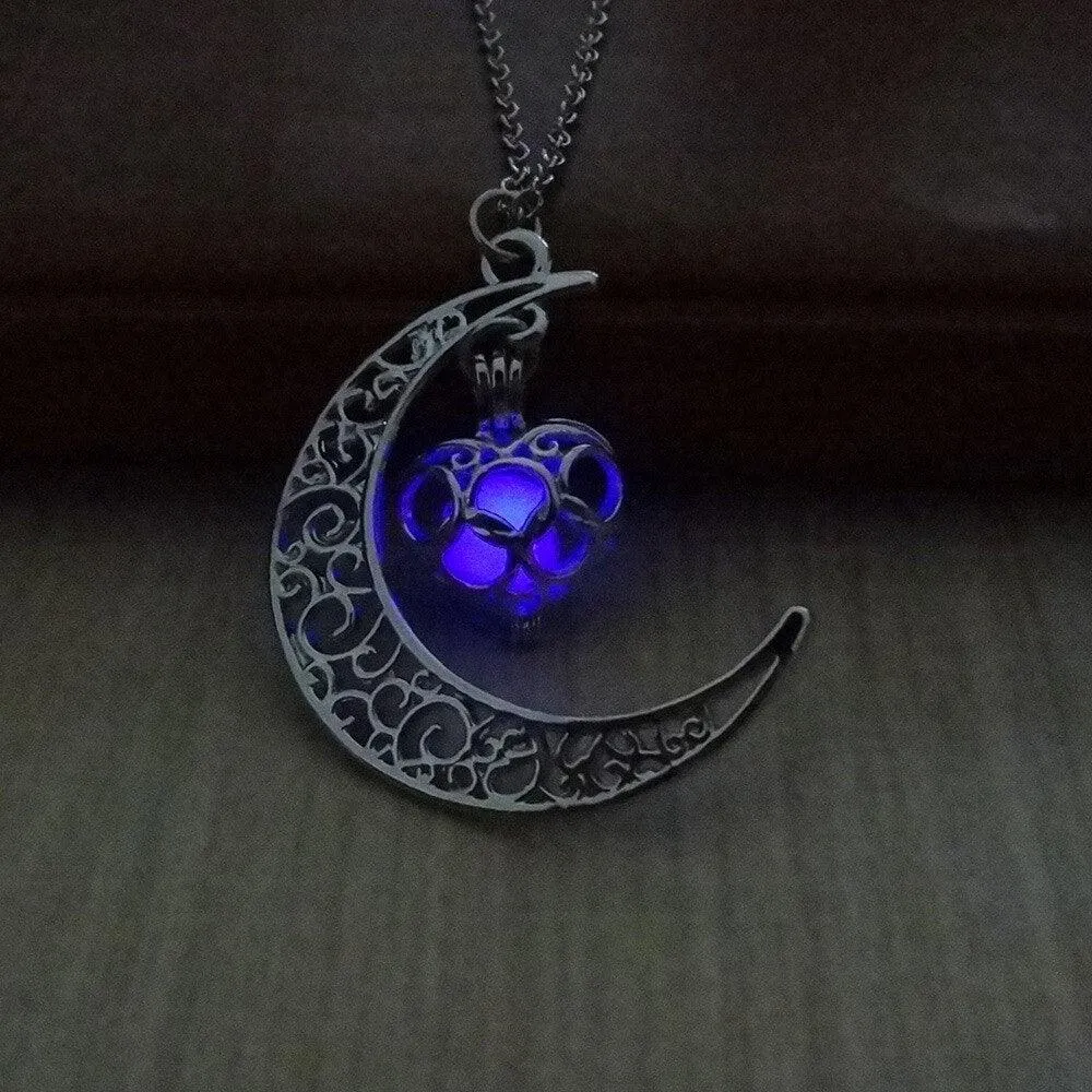 Luminous Necklace, Crystal Moon, Owl or Hourglass