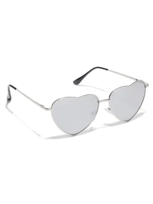 Metal Heart Aviator Sunglasses