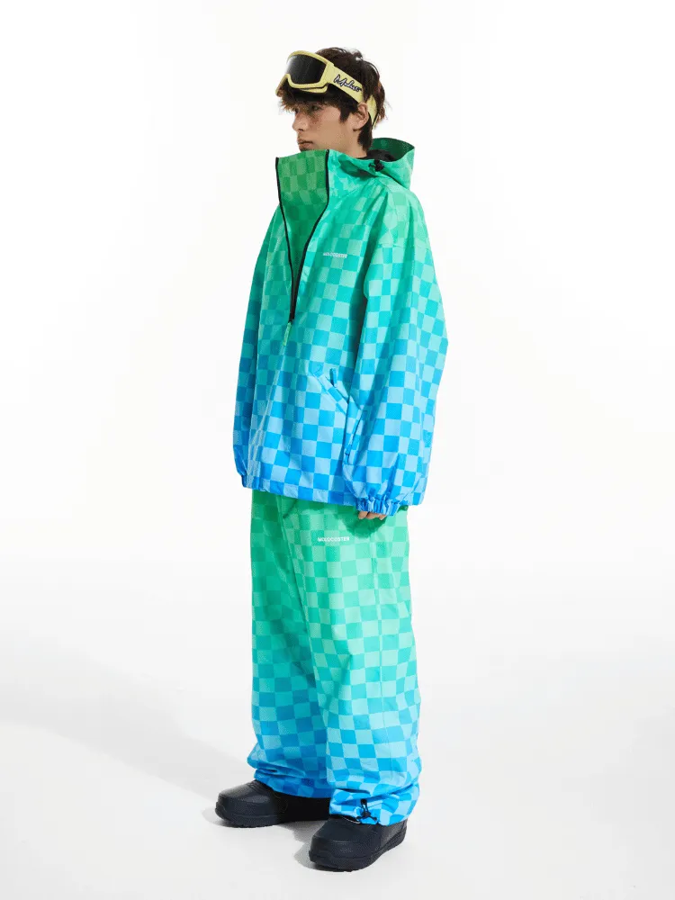 Molocoster 3L Gradient Chess Zipper Fleece Suit - Unisex