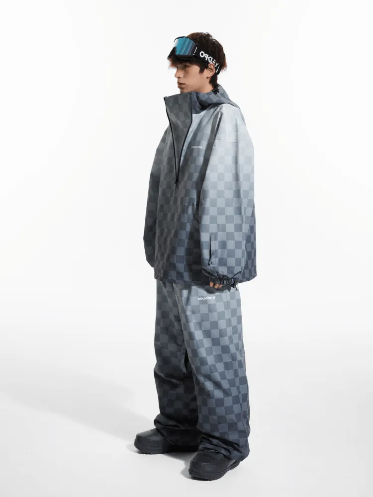Molocoster 3L Gradient Chess Zipper Fleece Suit - Unisex