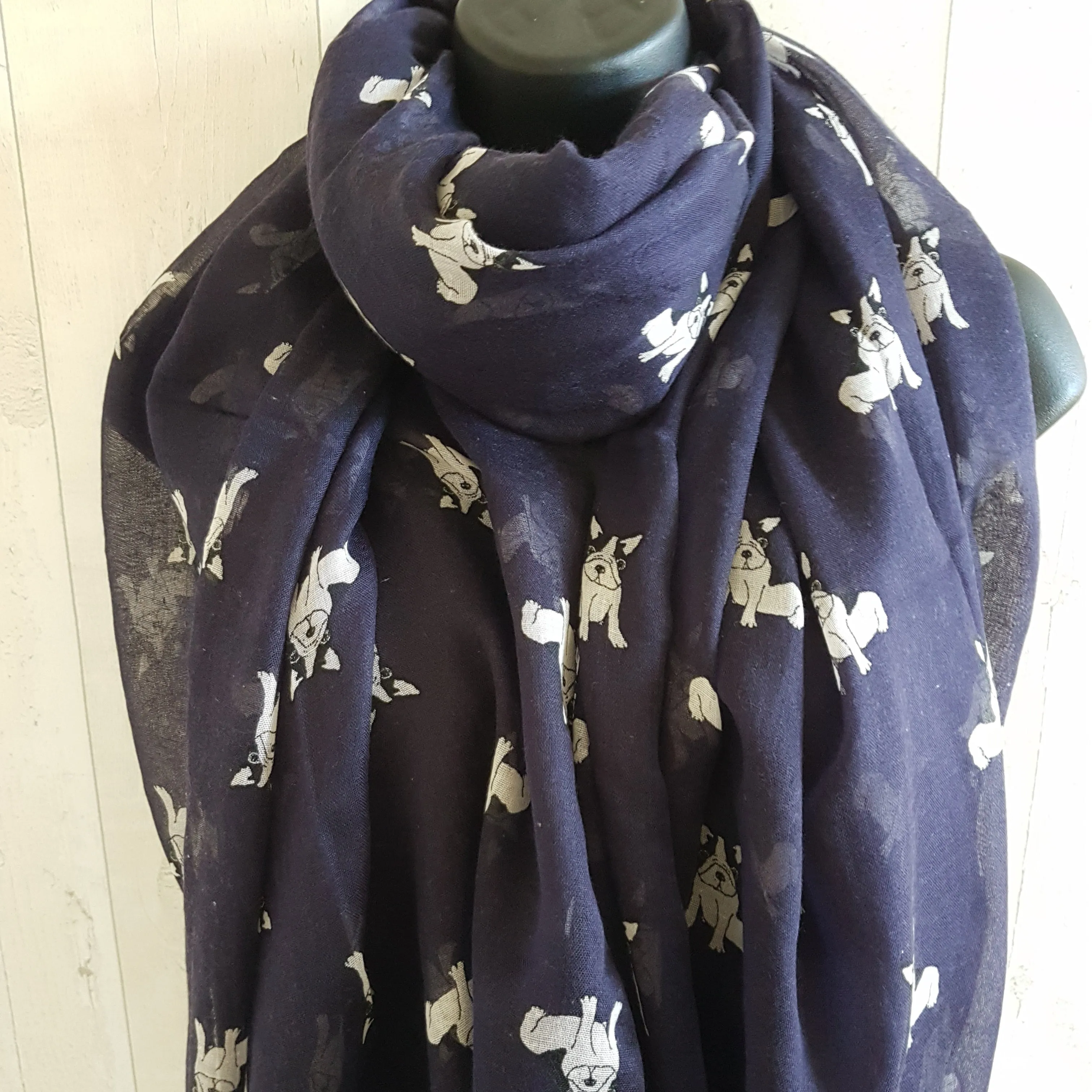 Navy Blue French Bulldog Scarf