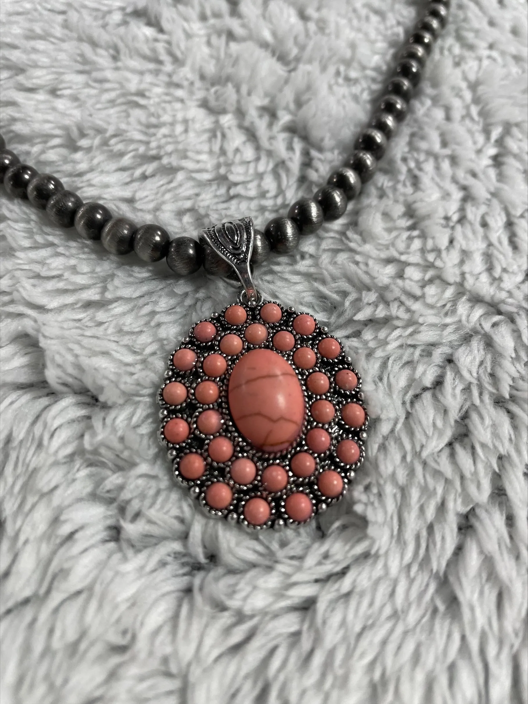 Peach and Stone necklace - Final Sale