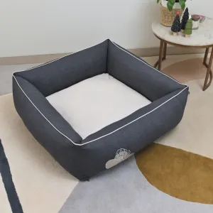 PoochMate Charcoal & Ivory Linen Dog Bed