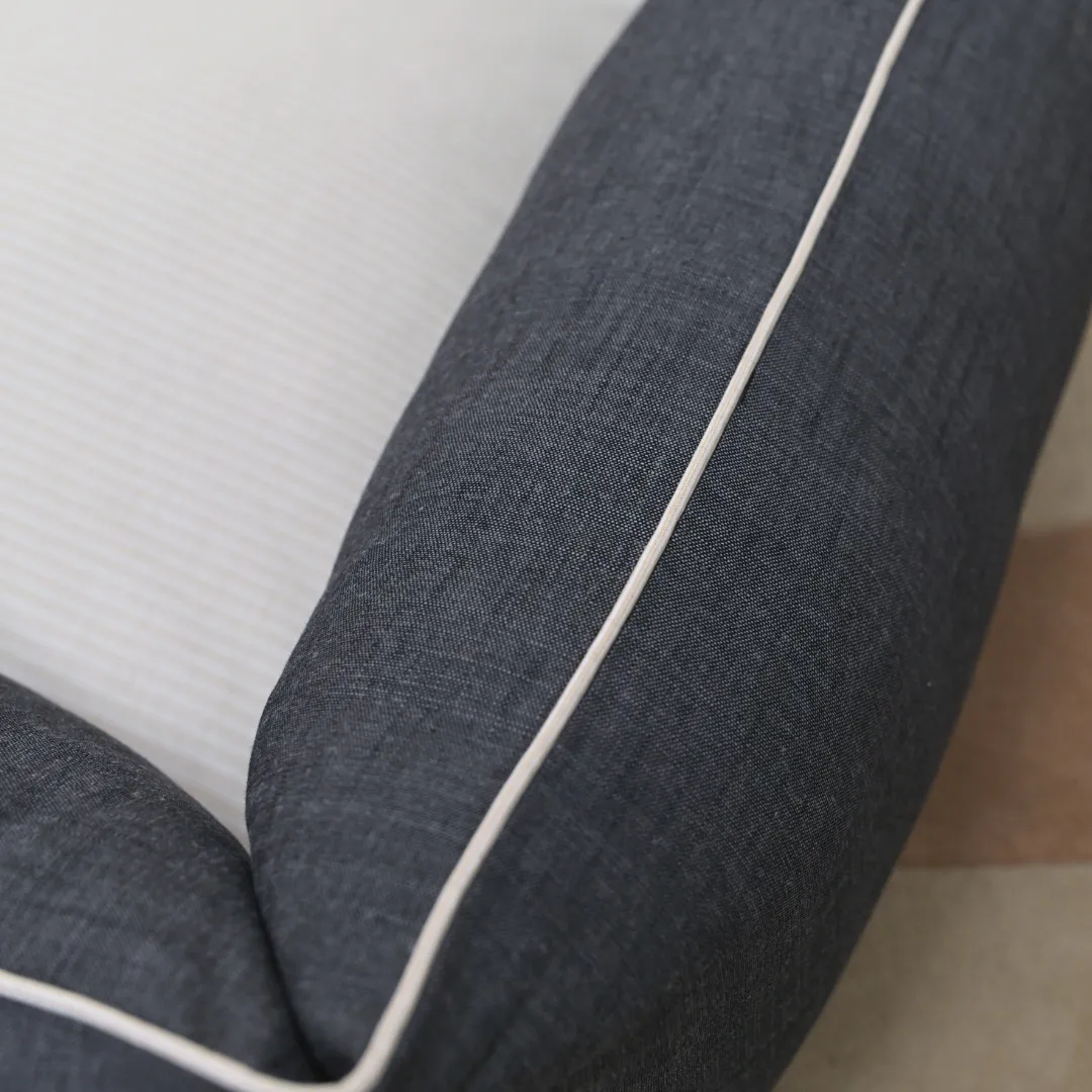 PoochMate Charcoal & Ivory Linen Dog Bed