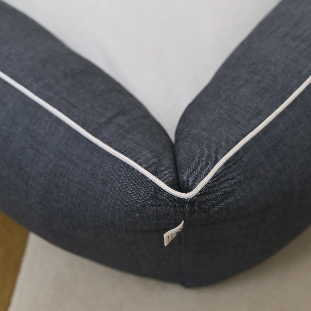 PoochMate Charcoal & Ivory Linen Dog Bed