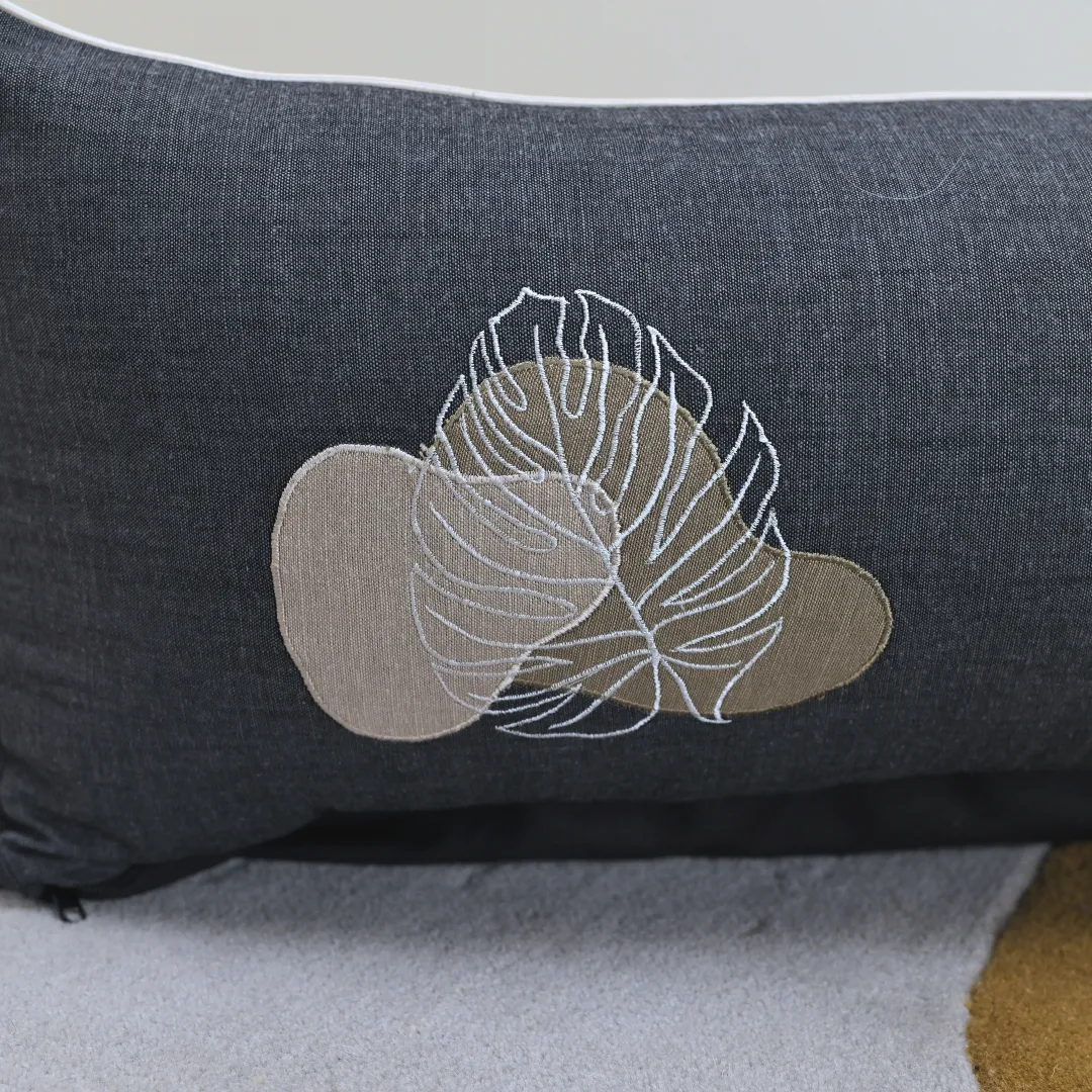 PoochMate Charcoal & Ivory Linen Dog Bed