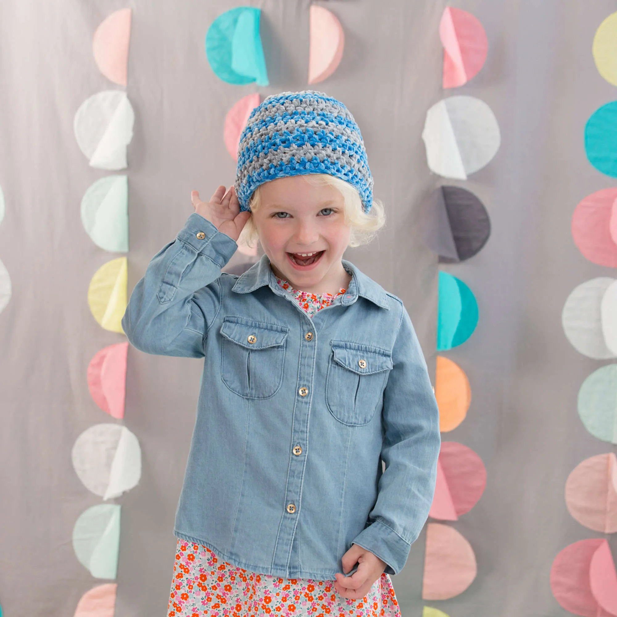 Red Heart Crochet Soft Stripes Beanie