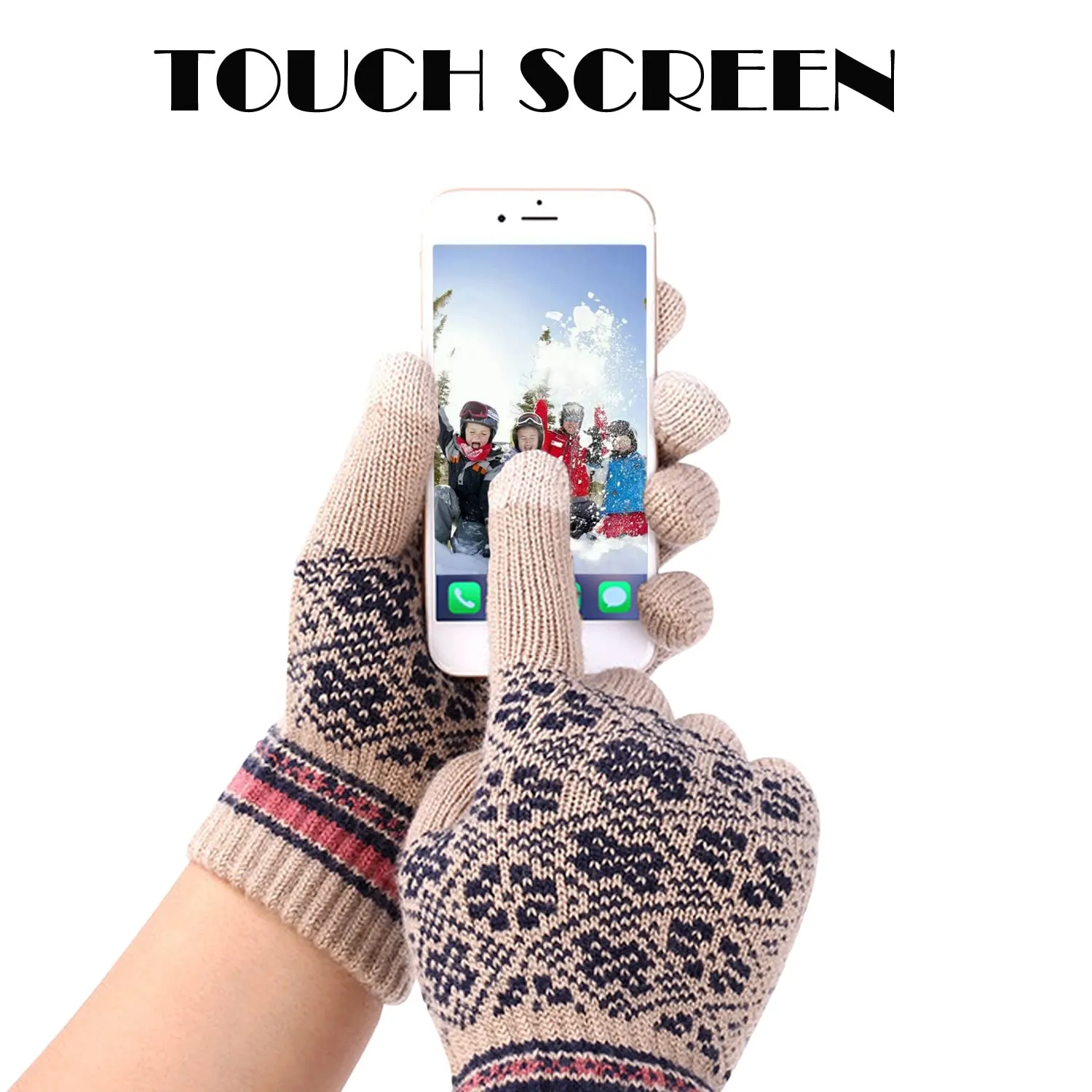 Sidiou Group Winter 3 Pieces Knitted Snowflake Beanie Cap Warm Scarf Touch Screen Gloves Set For Unisex Ski Scarves Hat And Glove Sets