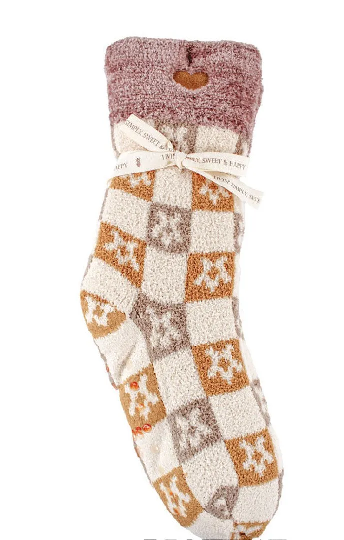 SS Camper Sock - Brown Flowers