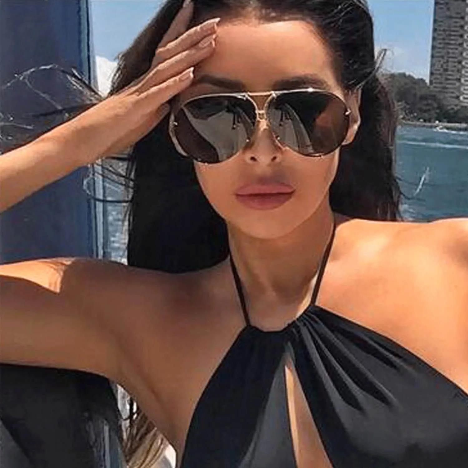 Street Chic Purple Gradient Aviator Sunglasses