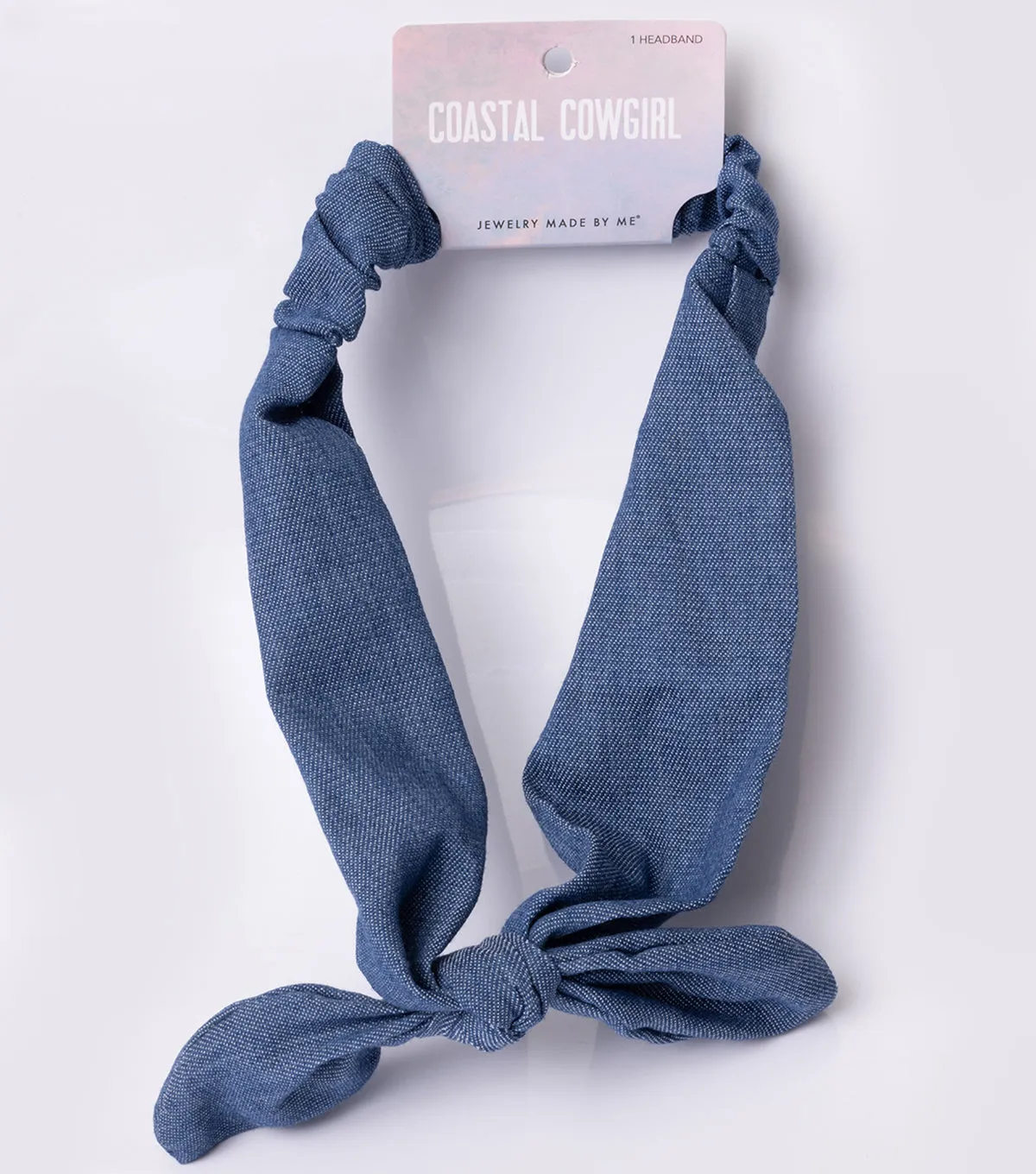 Stretch Elastic Denim Blue Headband With Bow Coastal Cowgirl