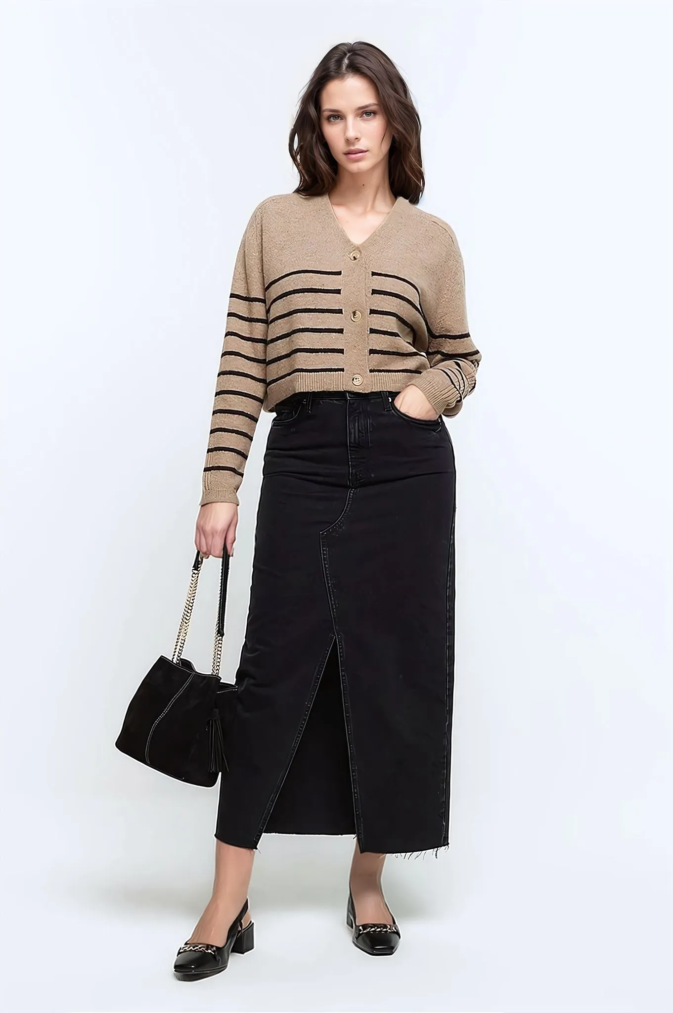 Striped Crop Cardigan