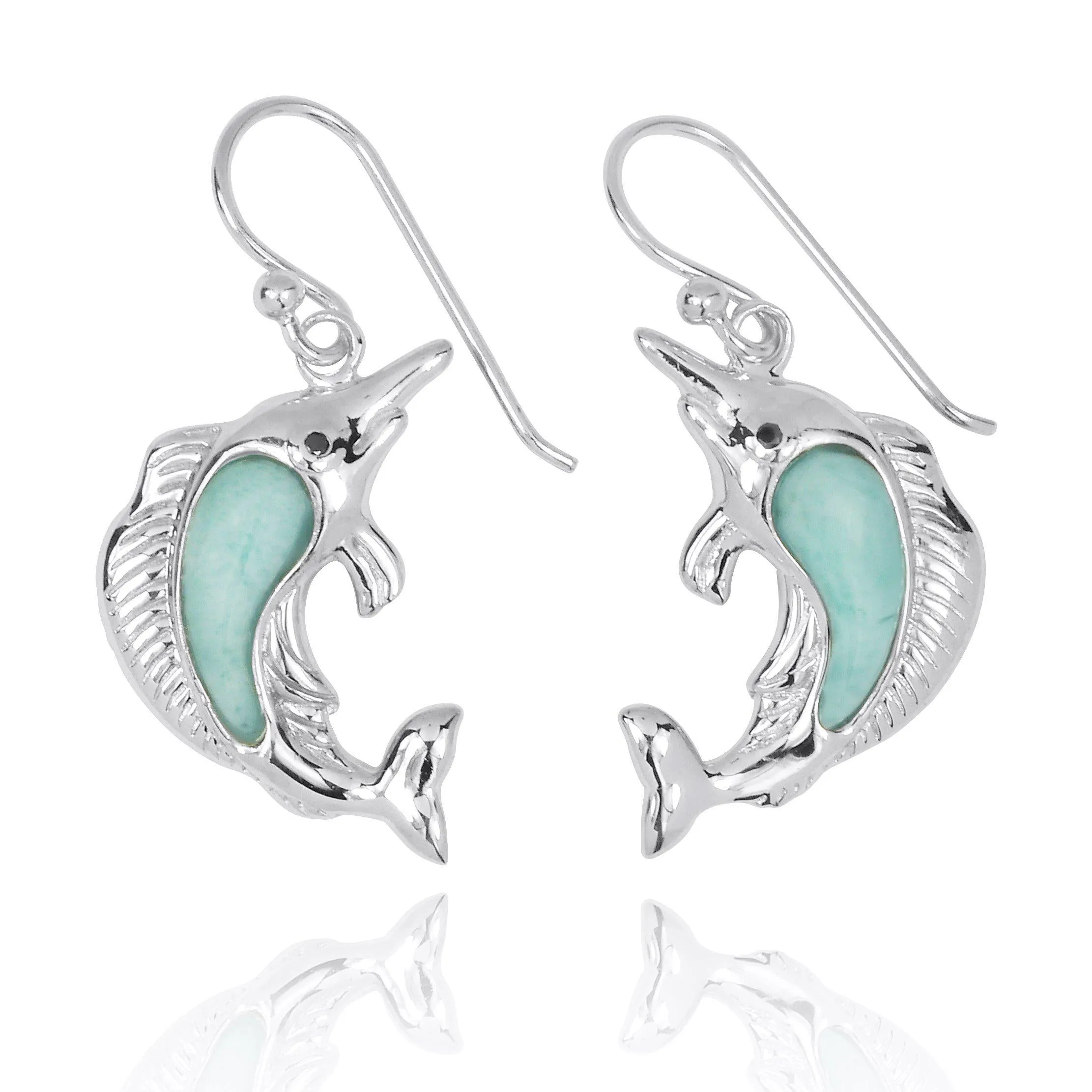Swordfish with Larimar French Wire Earrings