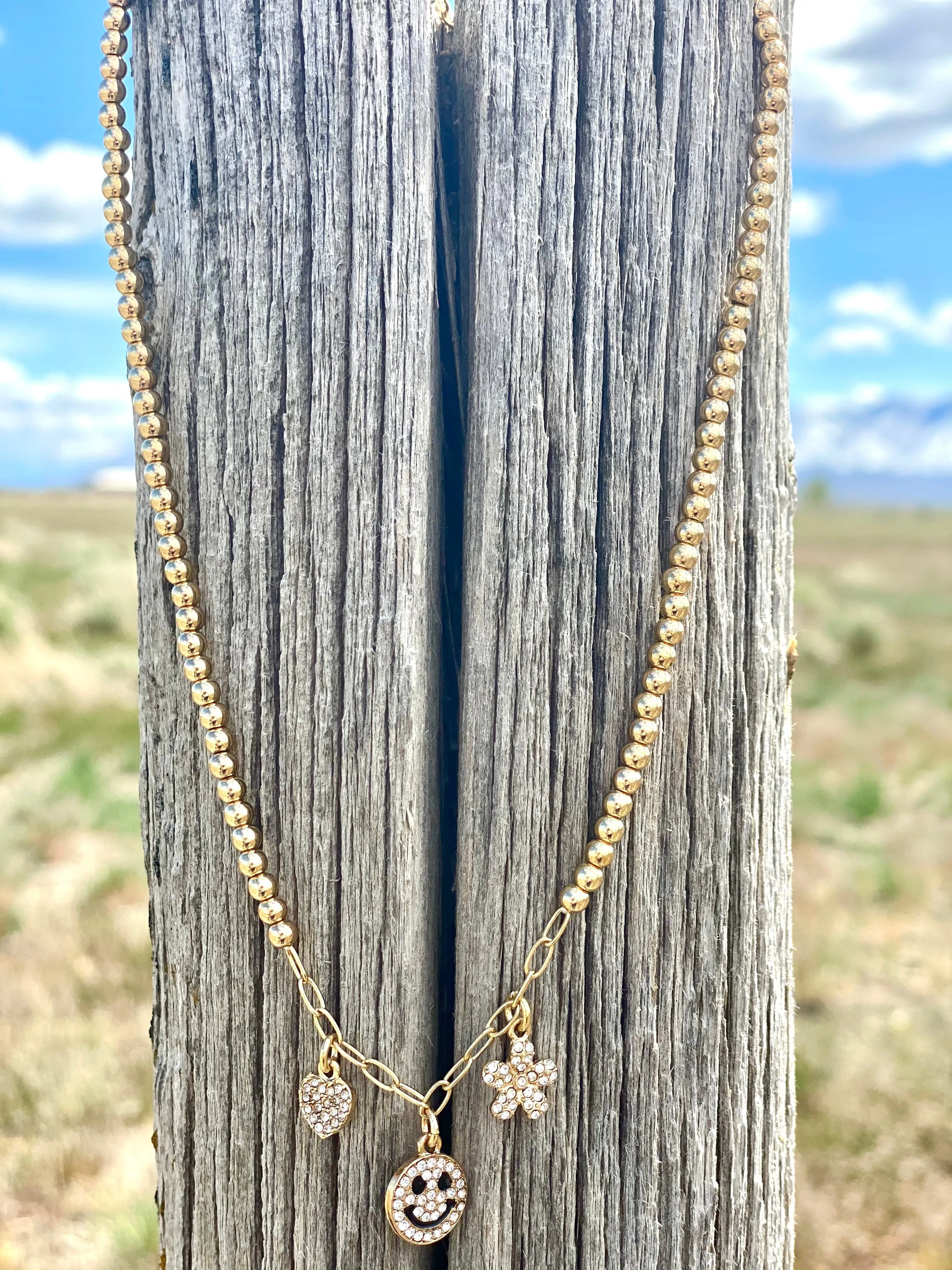 The Pink Panache I'm So Happy Charm Necklace